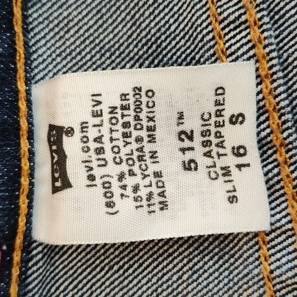 Levi's Classic Slim Tapered Stretch 512 Jeans Size 16S Dark Wash Casual Western - Picture 9 of 13